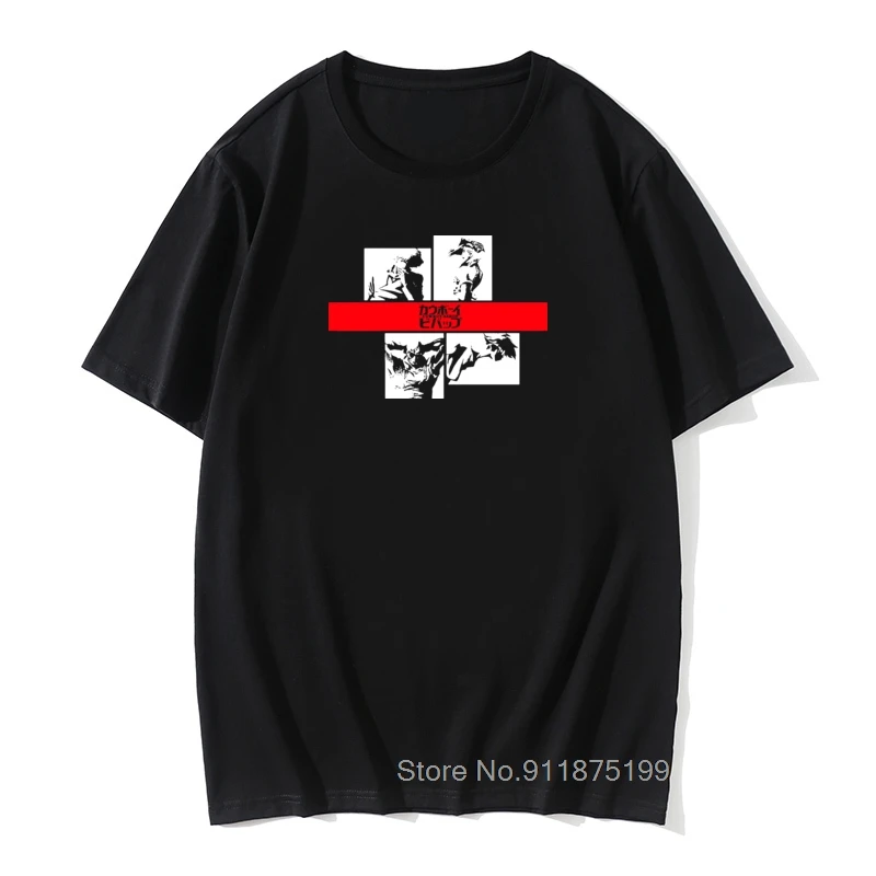 

1 2 3 Let's Go Cowboy Bebop Men T Shirts Space Anime Spike Japanese Manga Jet Faye Fun Tee Shirt Short Sleeve T-Shirt Cotton