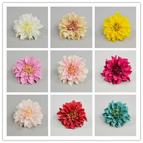 

16cm 10pcs artificial silk dahlia flower head for wedding home party decoration DIY garden flower wall gift box process