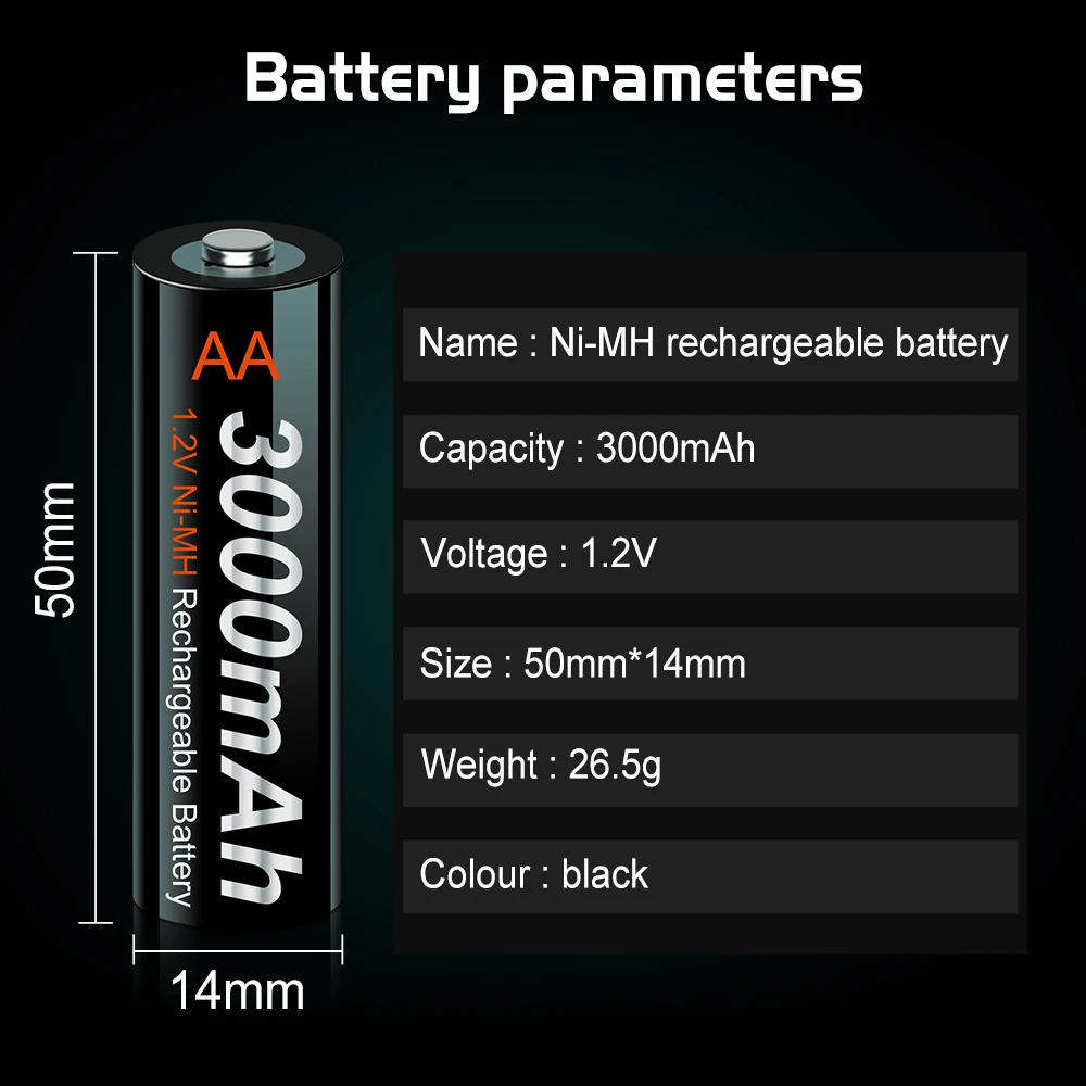 PALO AA Аккумуляторная батарея aa NiMH 1 2 V 3000mAh Ni-MH 2A предварительно заряженная с низким