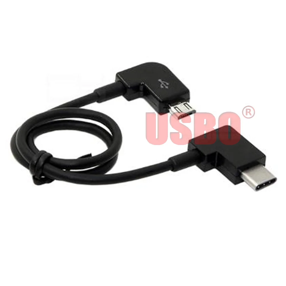 Высококачественный двойной угловой черный 0 3 м USB3.1 Тип C штекер-штекер Micro-USB
