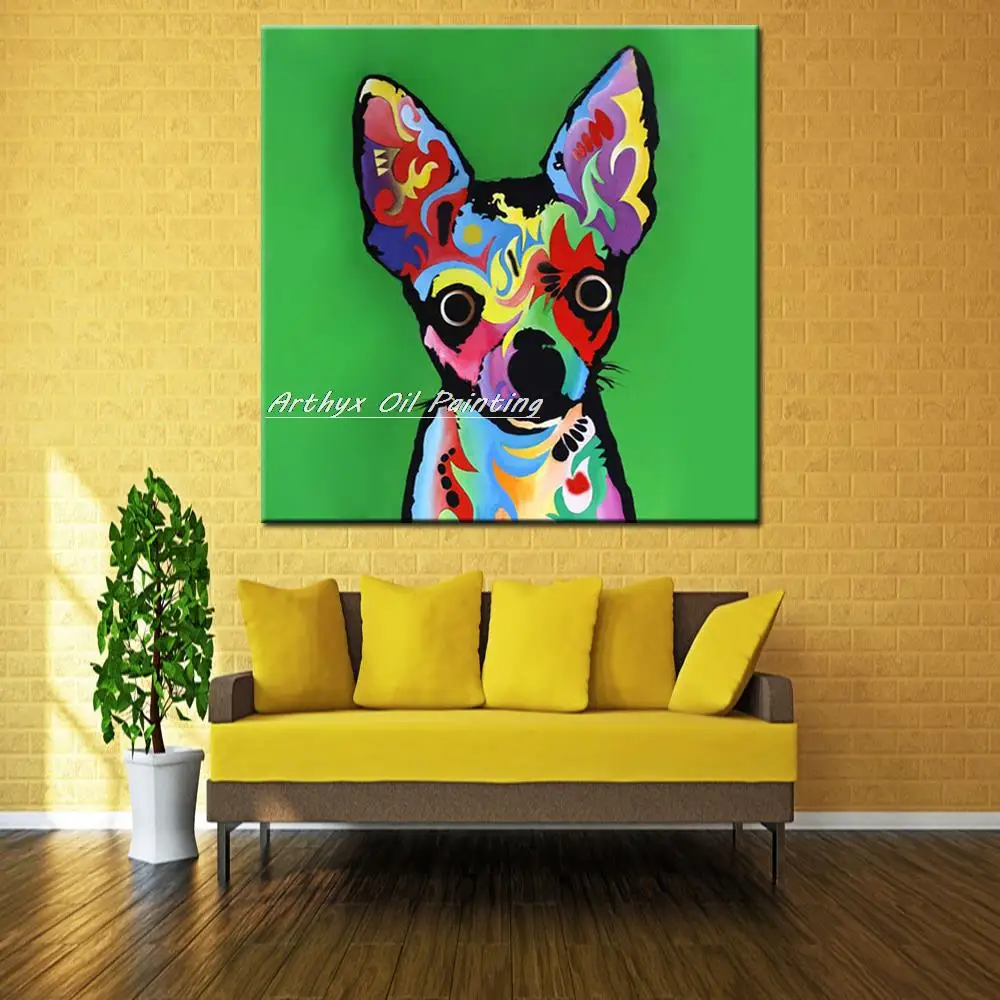 Arthyx Ручная роспись Абстрактная милая собака животные картина маслом на холсте