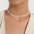2021 Новое корейское милое ожерелье-чокер с цветами маргаритки, с цветными бусинами, короткое ожерелье для женщин, украшения для отдыха