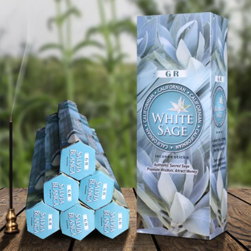 1Box Indian White Sage Pure Natural Handmade Sticks Aromatherapy Incense Tibetan