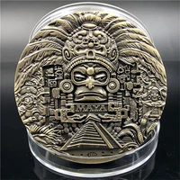 mexican mayan civilization pyramid commemorative coin aztec totem feather snake god large copper medal crafts collectibles
