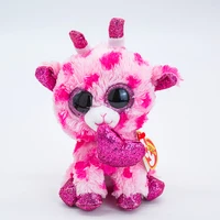 15 cm ty beanie big eyes a pink giraffe with a heart in its mouth plush toy stuffed animal doll birthday gift for boys and girls