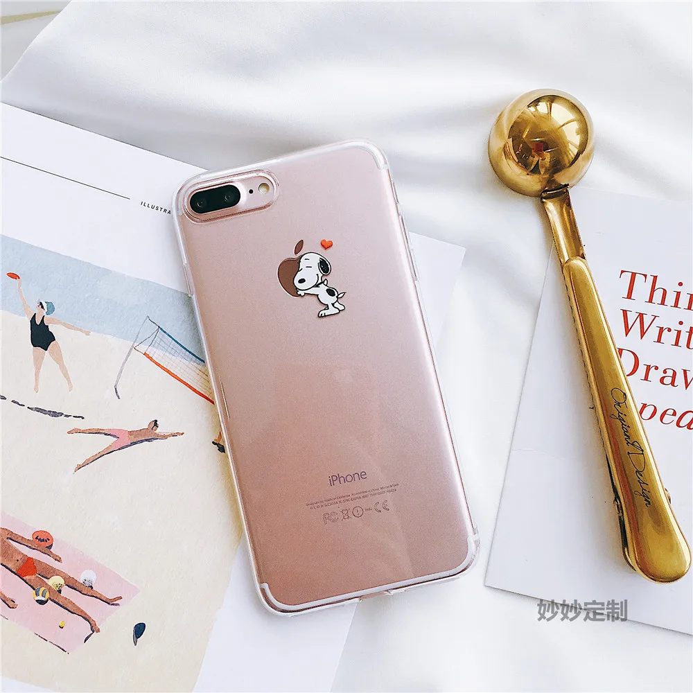 C Прозрачный защитный чехол с милым мультяшным щенком для iPhone 8 7 6 6s Plus Xr X Xs Max дизайн ударопрочный чехол - Цвет: C