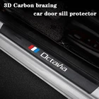 4 шт., защитные кожаные виниловые наклейки на пороги двери из углеродного волокна для Skoda Octavia 2 3 MK2 MK3 A4 A5 A7 VRS, автомобильные аксессуары