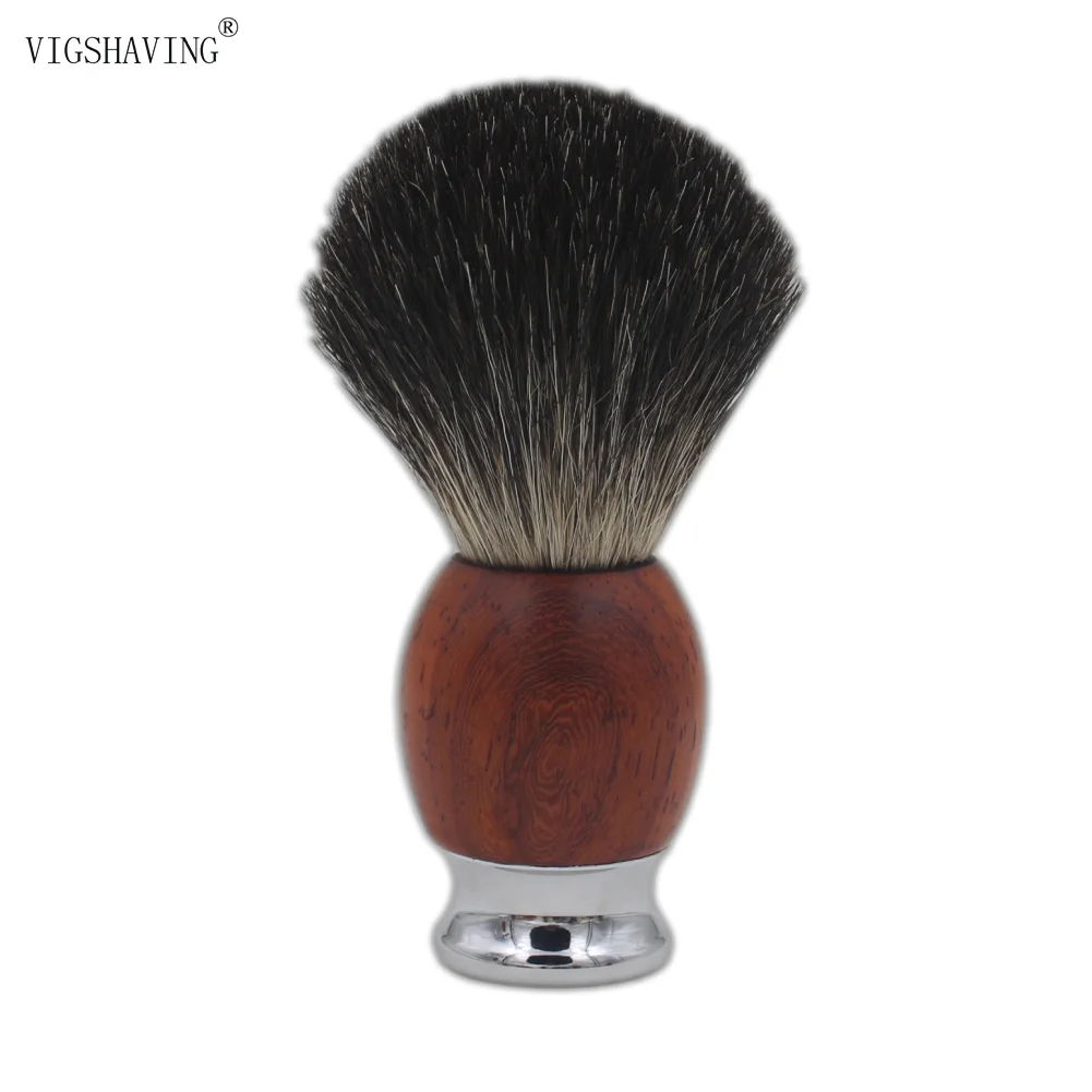 

Metal handle and Wood Black Pure barberpole badger brush