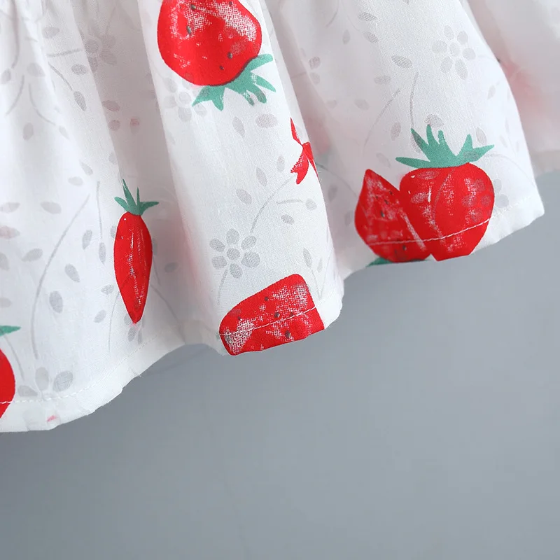 

2021 Summer Toddler Girls Baby Princess Dress Strawberry Bow Print Vestidos Newborn Infant Girls Cute Clothing Dresses Costumes