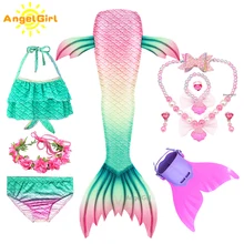 AngelGirl Girls Mermaid Tail Mermaid Swimming Costume Cosplay Swimsuit Party Clothing Bikini Swimwear Mermaid Dress for Party