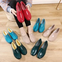 springautumn naked rainboots soft galoshes water shoes rubber boot woman kitchen work shoe for mopping and washing clothes red