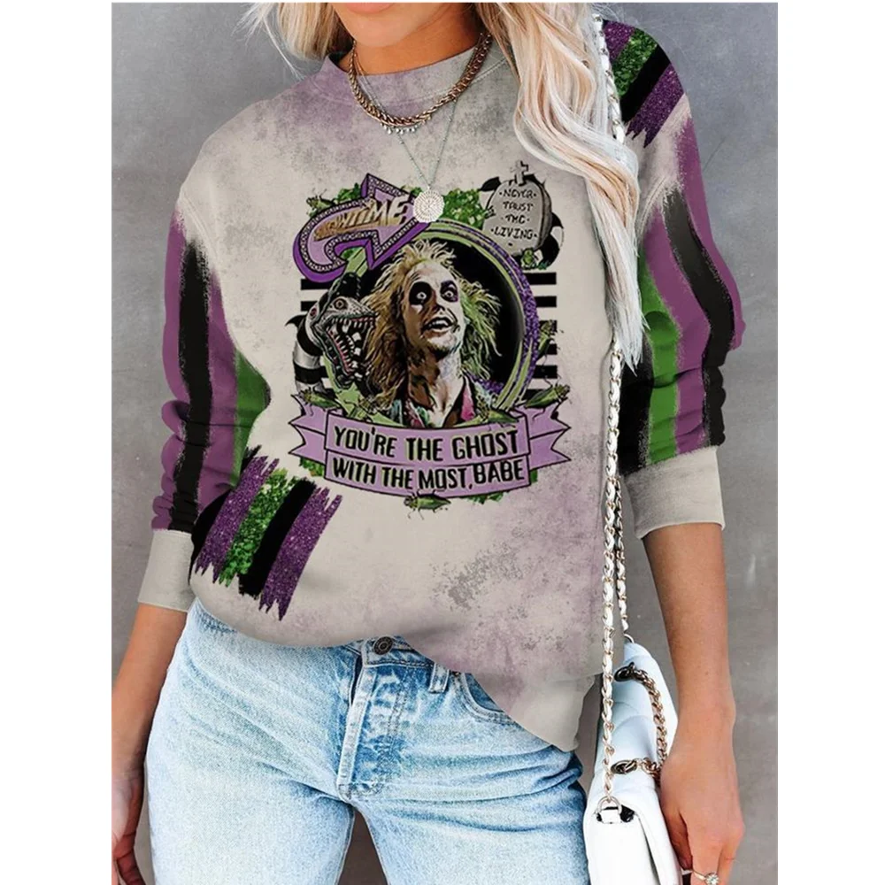 

2021 Autumn Women's Tops Fashion Streetwear 3D Cartoon Print Sweatshirt Halloween Pumpkin Zombie Pullover Pink purple Hoodie