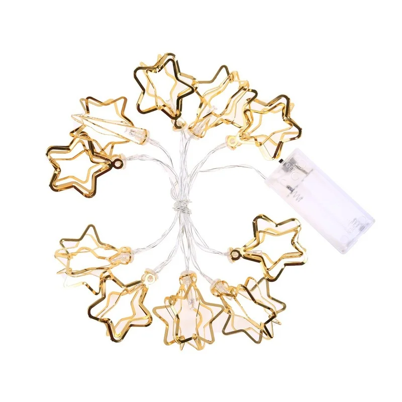 

Pentagram LED String Lights Hollow Leds Light for Indoor Kid Bedroom Window Decoration Metal Pendant Party Festoon Fashion Luces