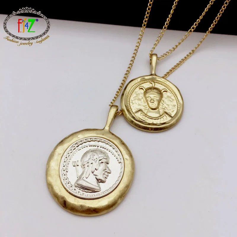 Женское винтажное ожерелье F.J4Z с подвеской в виде римских монет аксессуары |