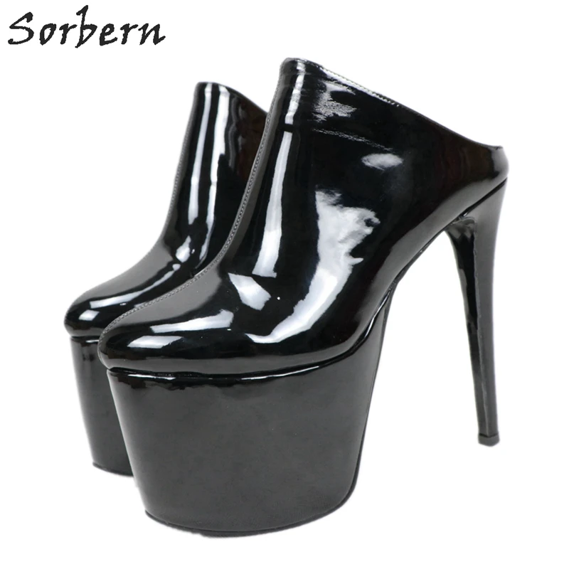 

Sorbern Sexy High Heel Mules Pump Women Shoe Stilettos Platform Pointy Toes Slip On Black Heels Size 12 Ladies Pumps Runway Heel
