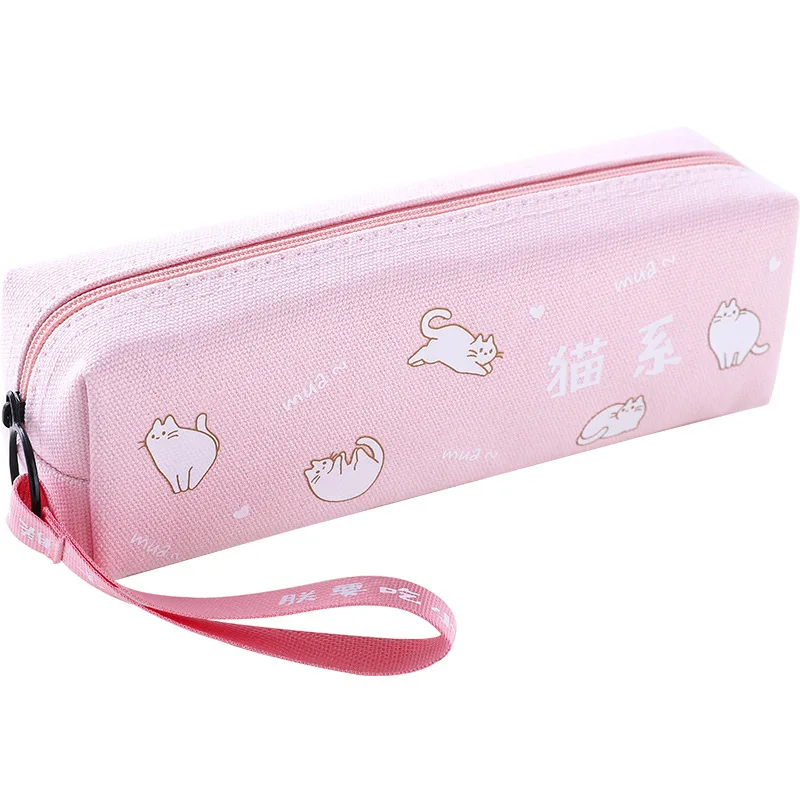 

1pcs Multicolor Cute Kawaii Canvas Pencil Case High Capacity Pen Bags Pencil Bags Girls Gifts School Supplies Korean Stationery