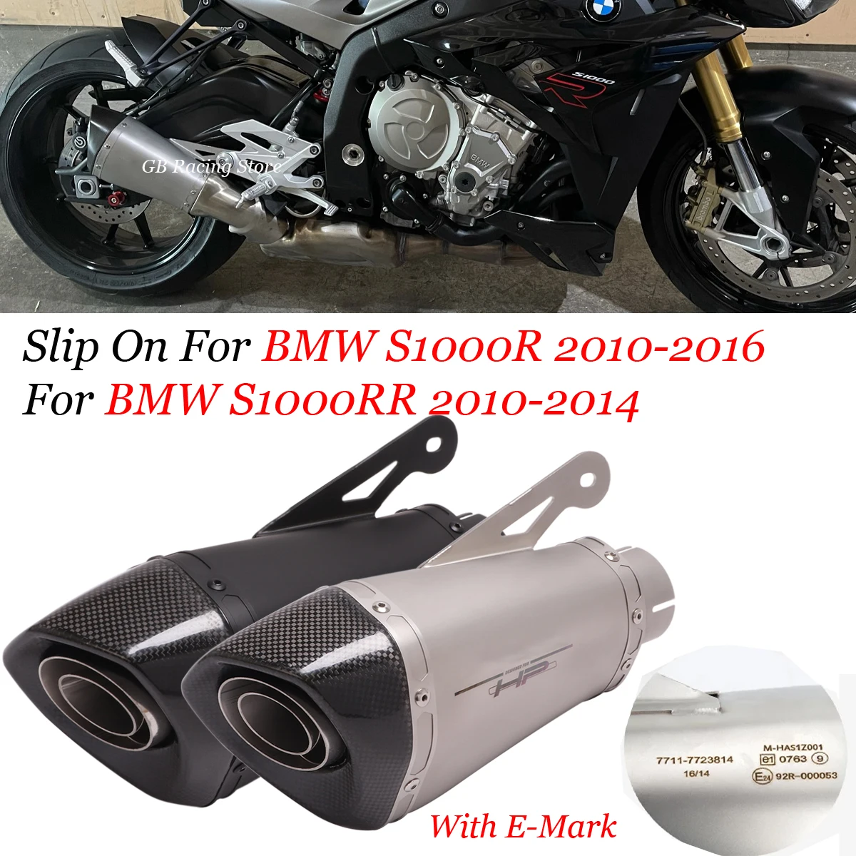 

60MM For BMW S1000 S1000R S1000RR Motorcycle Exhaust Pipe System Modified Muffler Escape Moto Laser Removable DB Killer Slip On