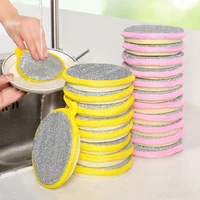 round thickened double sides cleaning sponge pan pot dish clean sponge household cleaning tools no oil dishwashing brushes