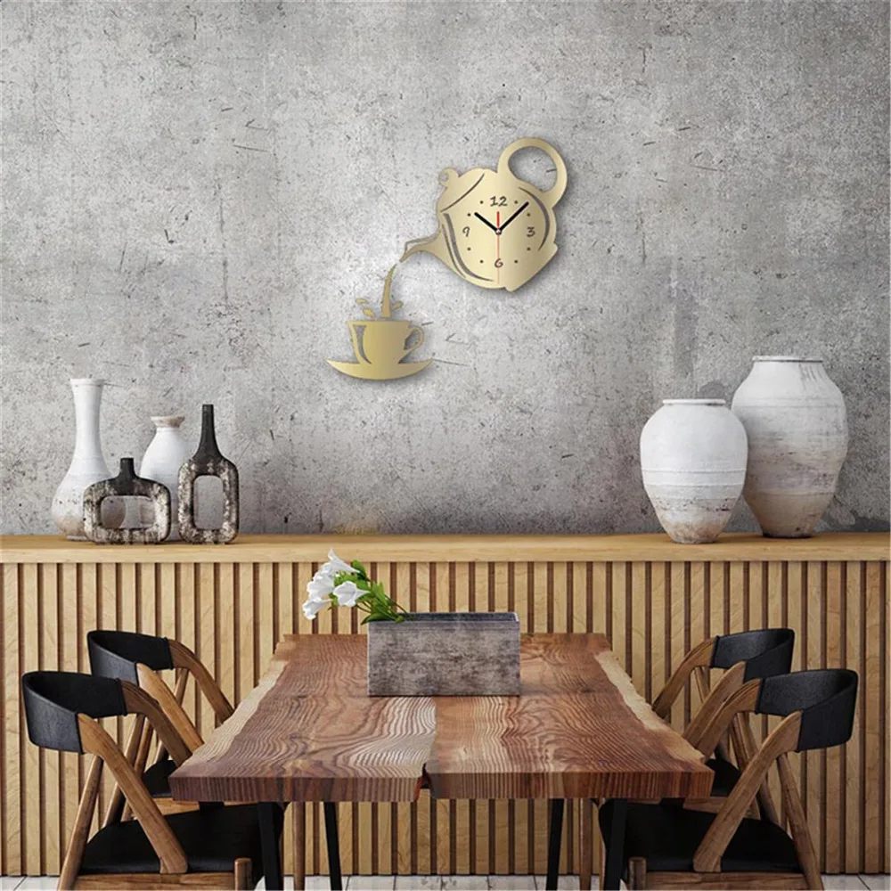 DIY настенные часы с зеркальной поверхностью эффект электронные домашний декор