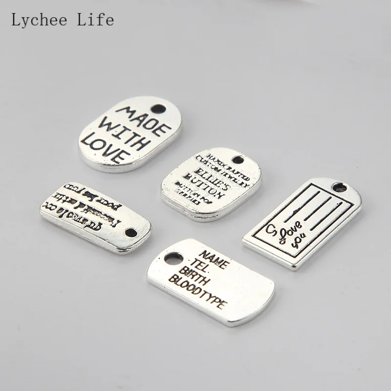 Lychee Life 50 шт. круглые прямоугольные металлические ярлыки для одежды ручной работы