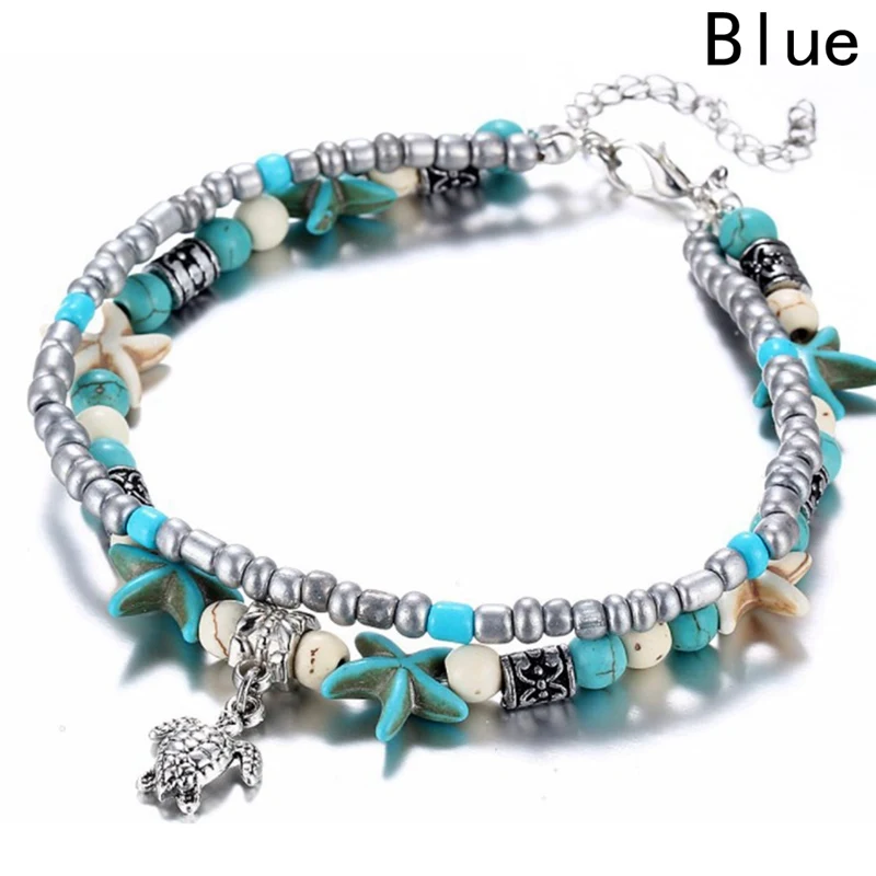 

2021 Vintage Shell Beads Starfish Sea Turtle Anklets For Women New Multi Layer Anklet Leg Bracelet Handmade Bohemian Jewelry