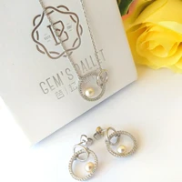 gems ballet pearl jewelry sets necklace sets for women 925 silver earrings for women luxury cubic zircon stud earrings wedding