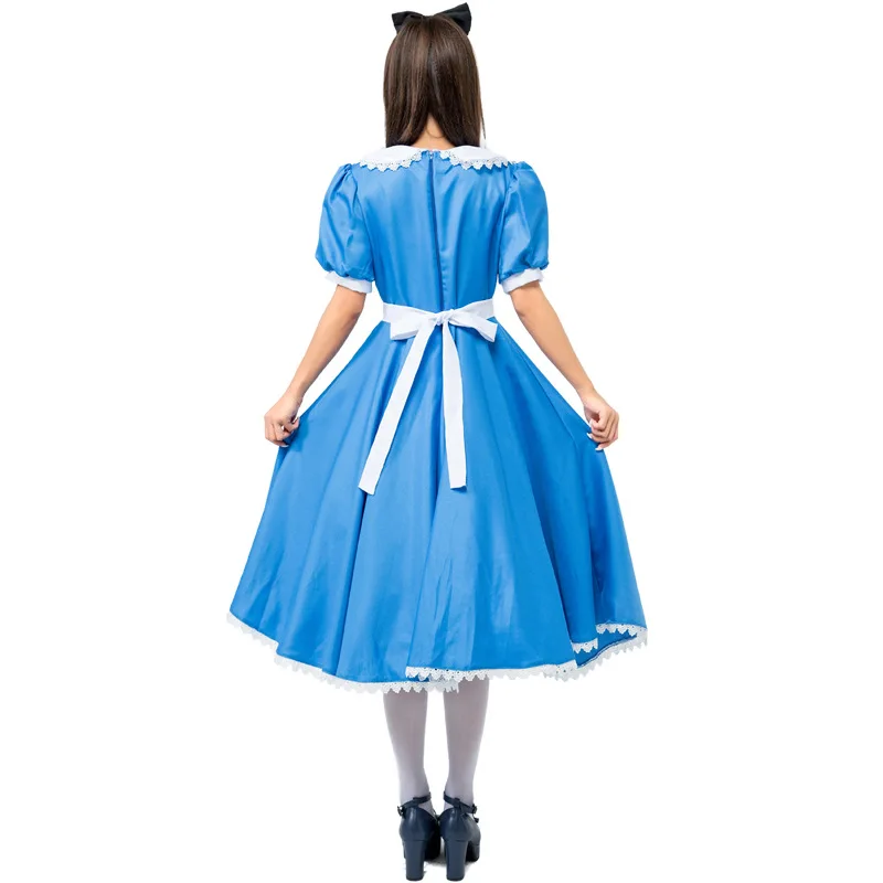 

New Adult Anime Cosplay Clothing Blue Maid Dress Fairy Tale Stage Costume For Women Blue Full Set Maid Dress Halloween Costume