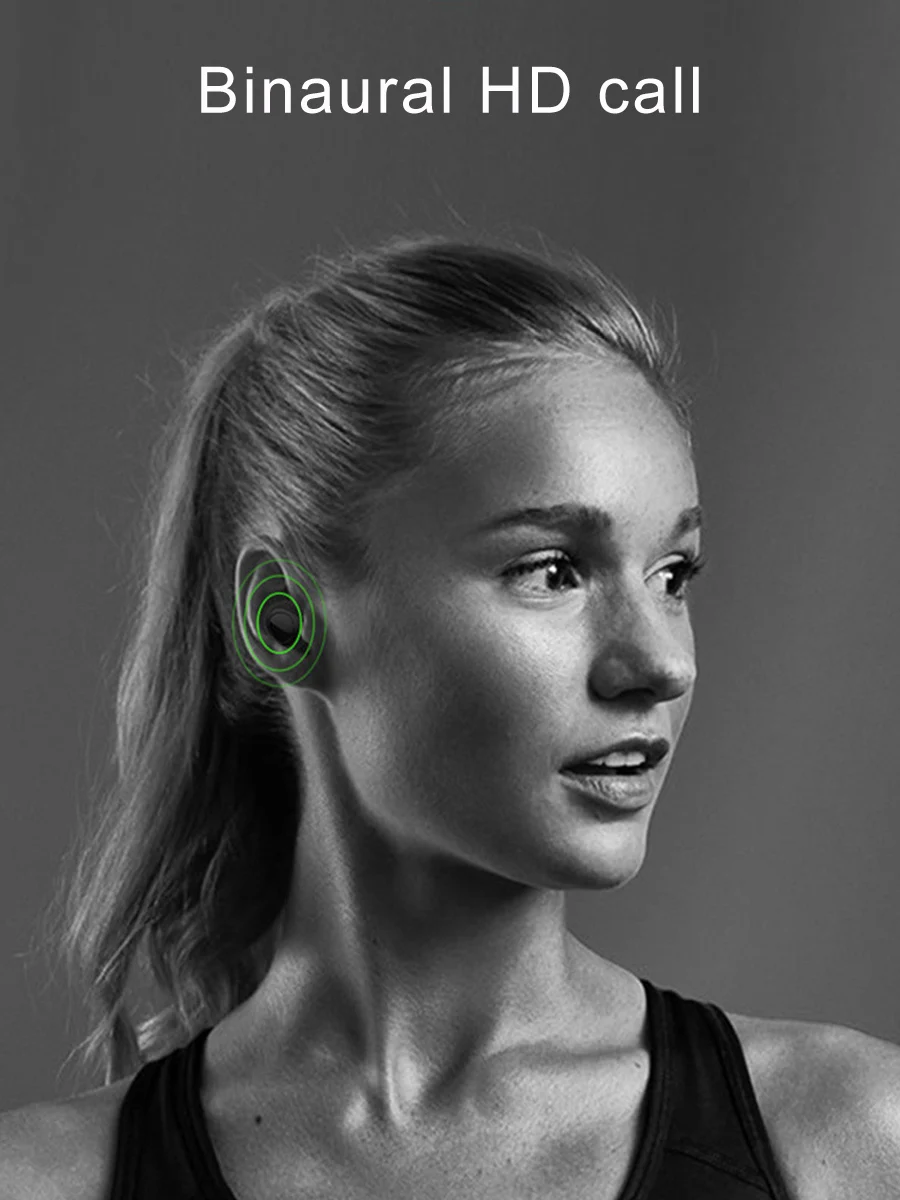 TWS 5,0 Bluetooth наушники с сенсорным управлением, беспроводные наушники с громкой связью, Hi-Fi стерео беспроводные наушники, гарнитура с микрофоном
