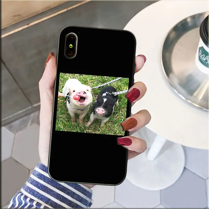 Милый маленький розовый чехол для телефона с изображением животного свиньи