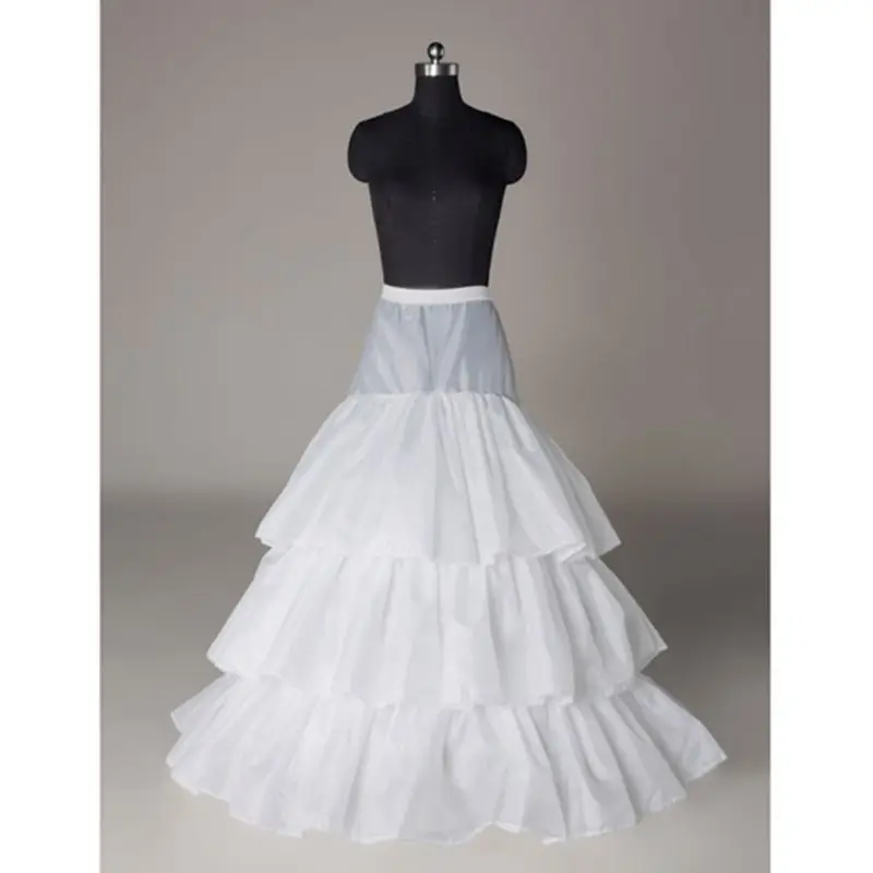 

2021 Bridal Wedding Dress Trailing Skirt Large 3-layer Ruffled Petticoat Elastic Waist Black White Lolita Petticoats Slip Lining
