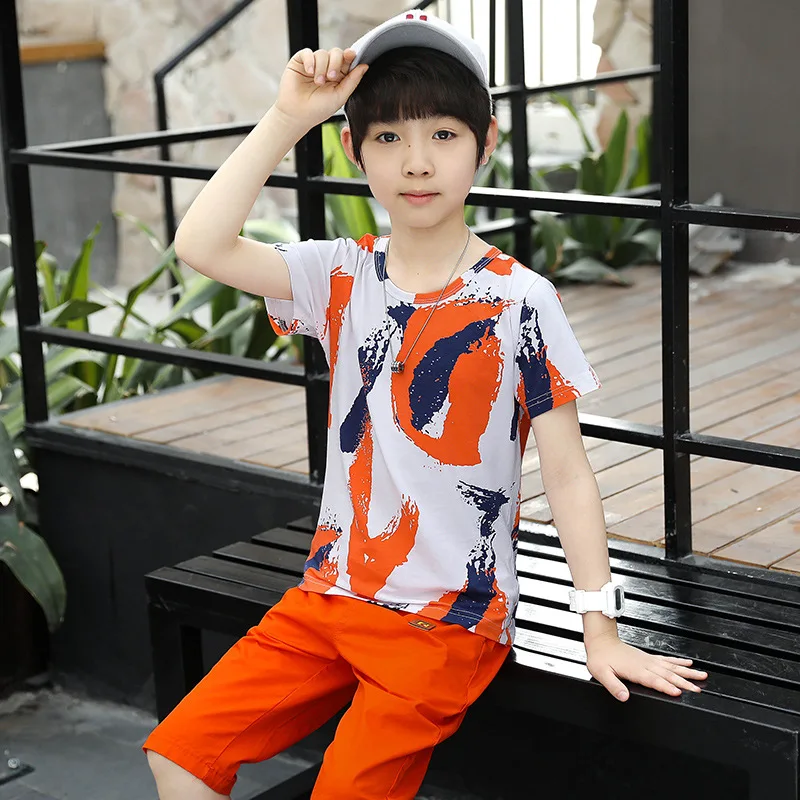 2022 New Summer Boys Clothing Set Casual Children Short Sleeve Shirt Shorts 2Pcs Boys Suit Kids Clothes 4 6 7 8 9 10 11 12 Years