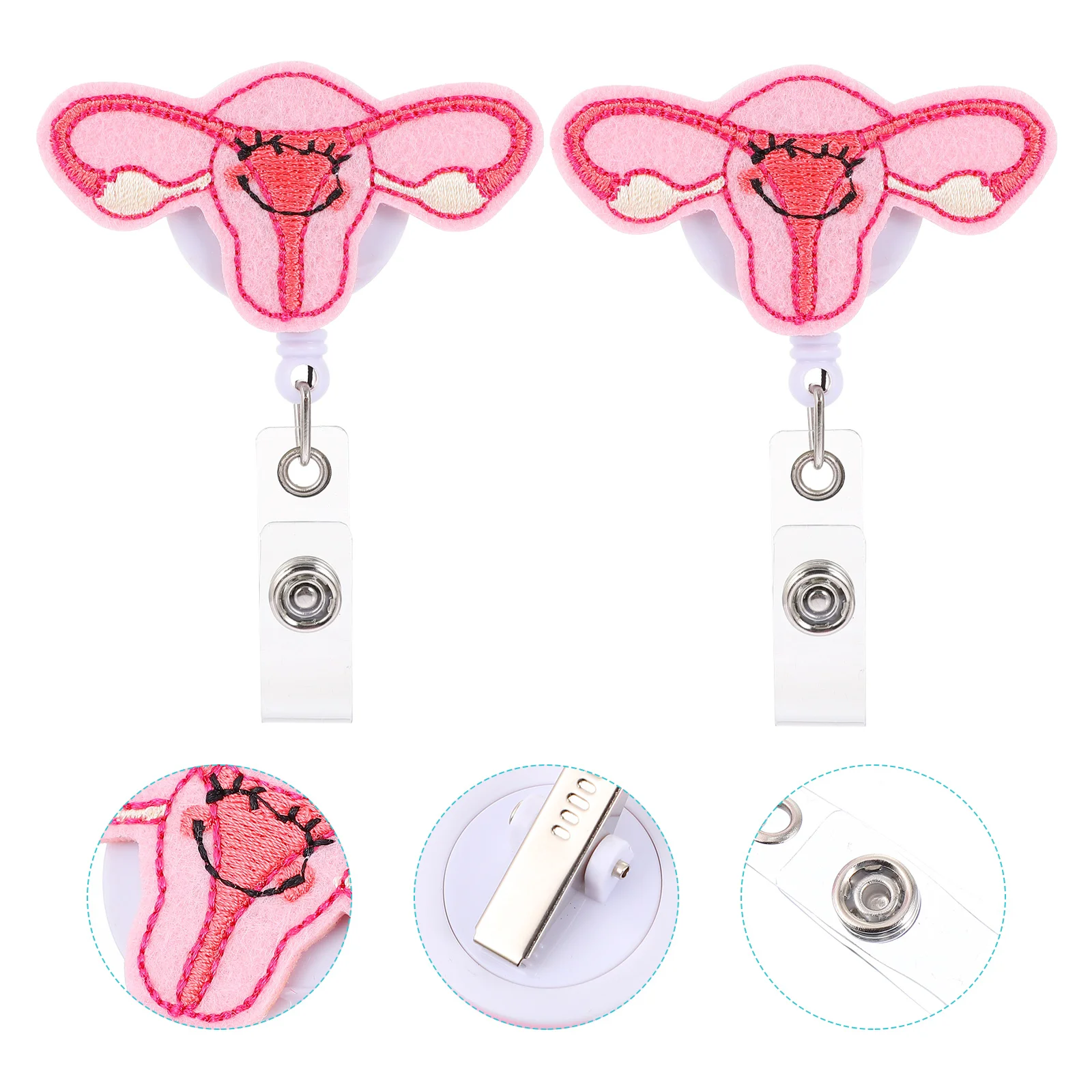 

2pcs Uterus Shaped Nurse Badge Reel Retractable Badge Holder Nursing Name Badge Clip