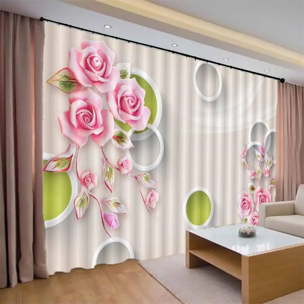 Роскошные Высокое качество затемняющие шторы на окна цветок Гостиная Спальня