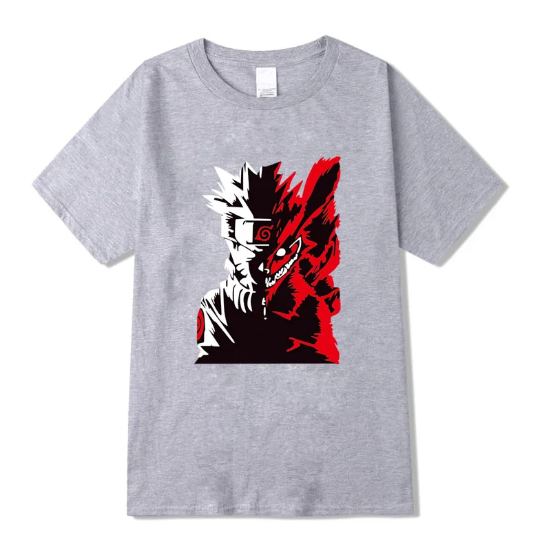 

XIN YI Men's High Quality 100% Cotton Short Sleeve Anime T-shirt Naruto T-shirt Cool tshirt o-neck t-shirt tee men streetwear