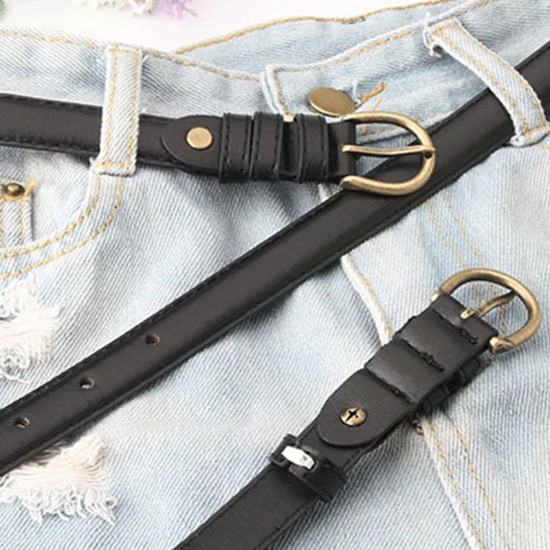 Ретро Модный женский ремень черный кожзаменитель пряжка ковбойские штаны