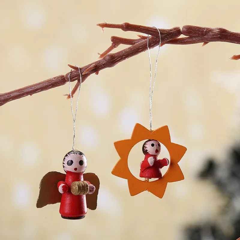 48pcs christmas wooden ornament wood hanging pendants party decorations for home kid new year gifts chrismas tree puppets xmas free global shipping