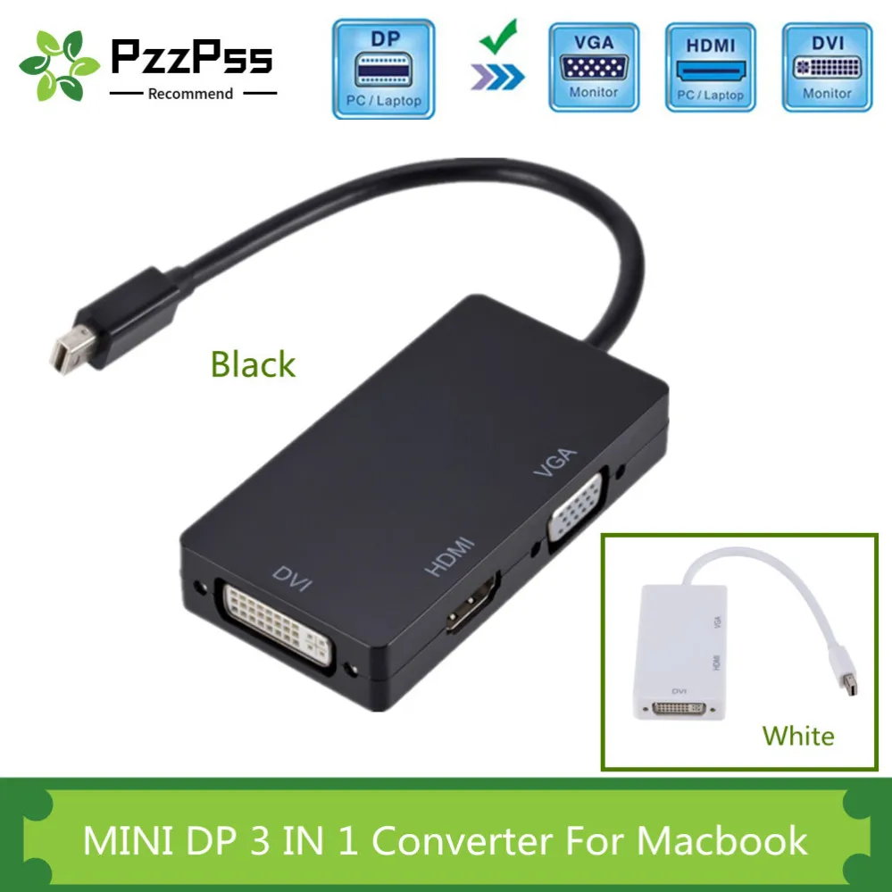 

PzzPss 3 in1 DisplayPort Mini DP To HDMI-compatible DVI VGA Adapter Cable 1080P Converter Connector For PC Projector Laptop HDTV