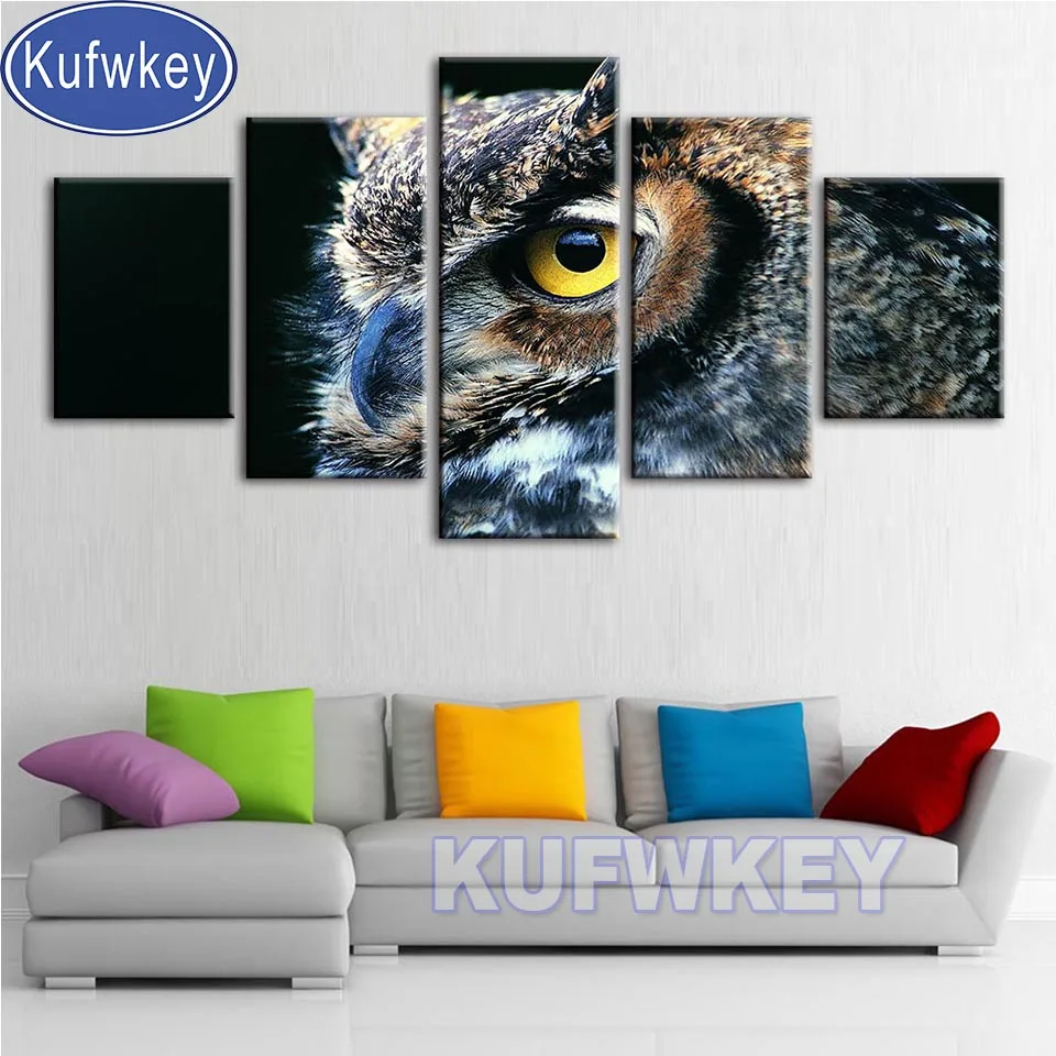 

Diamond Embroidery 5 Piece Owl Eyes 5d diy diamond painting Full Square drill 3d cross stitch Mosaic Kit Animal Wall decor,