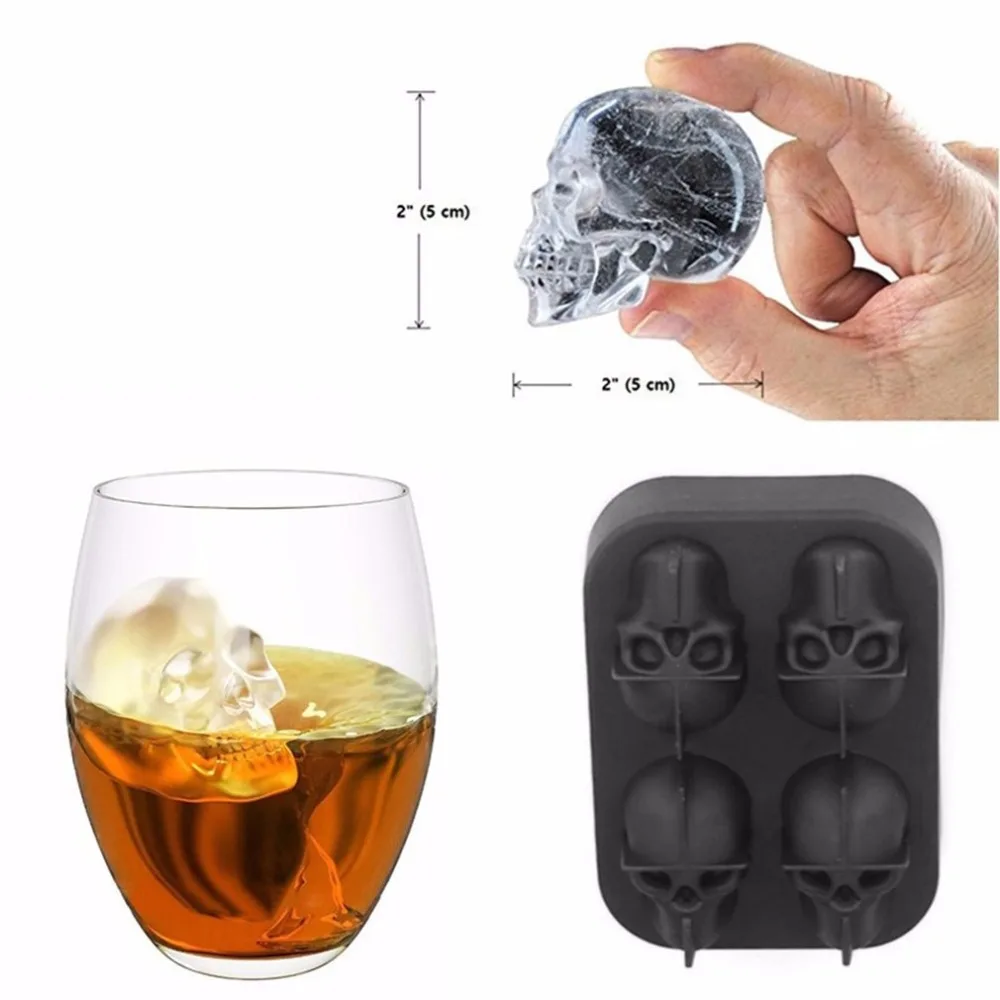 

2021 Ice Cube Maker DIY Creative Silica Gel Gun Bullet Skull Shape Tray Mold Home Bar Party Cool Whiskey Wine Ice Cream Bar Tool