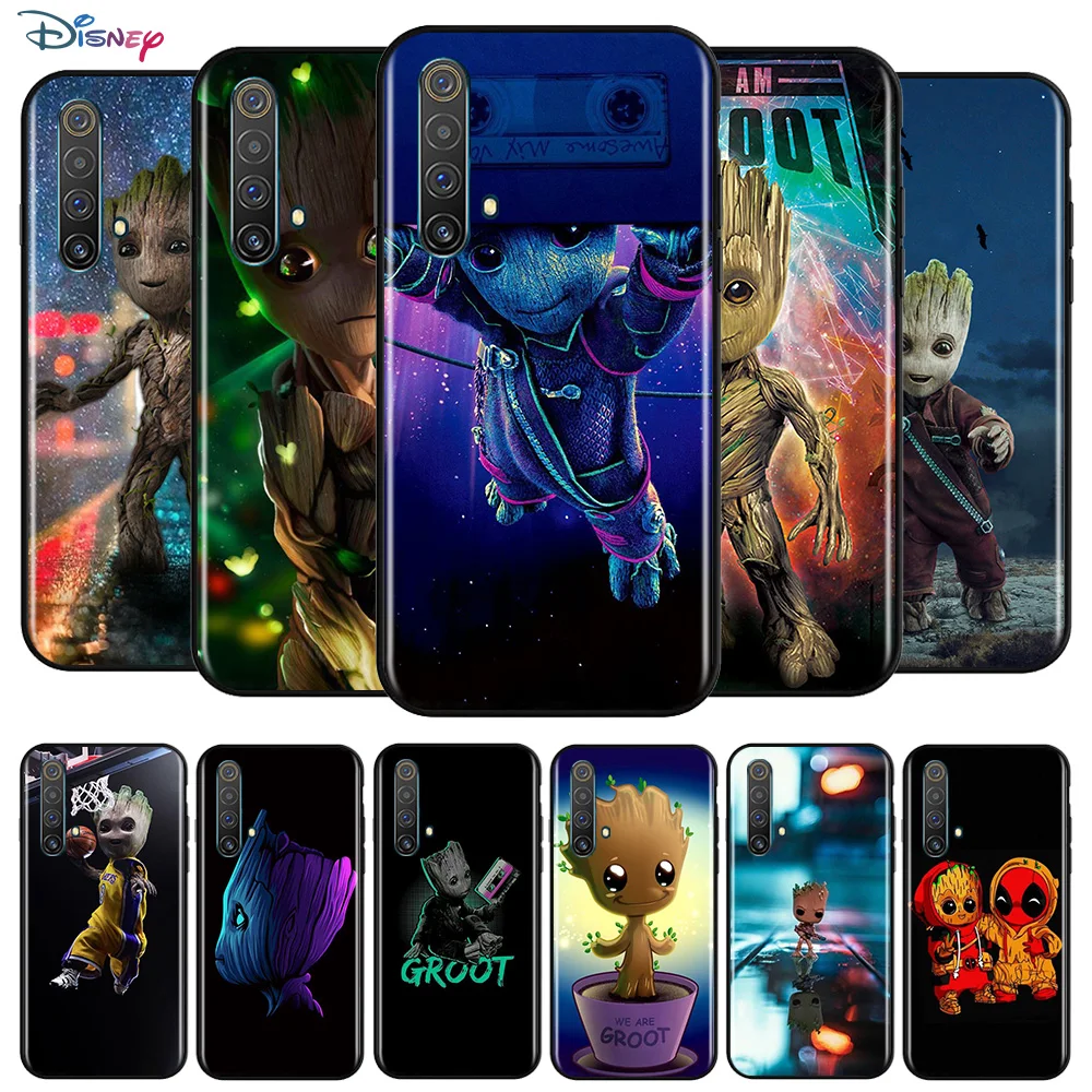 

Marvel Super Hero Avengers Groot For OPPO Reno 5 K 4 Lite 3 Pro Plus SE A 10X Zoom 2 Z F ACE 5G TPU Silicone Black Phone Case