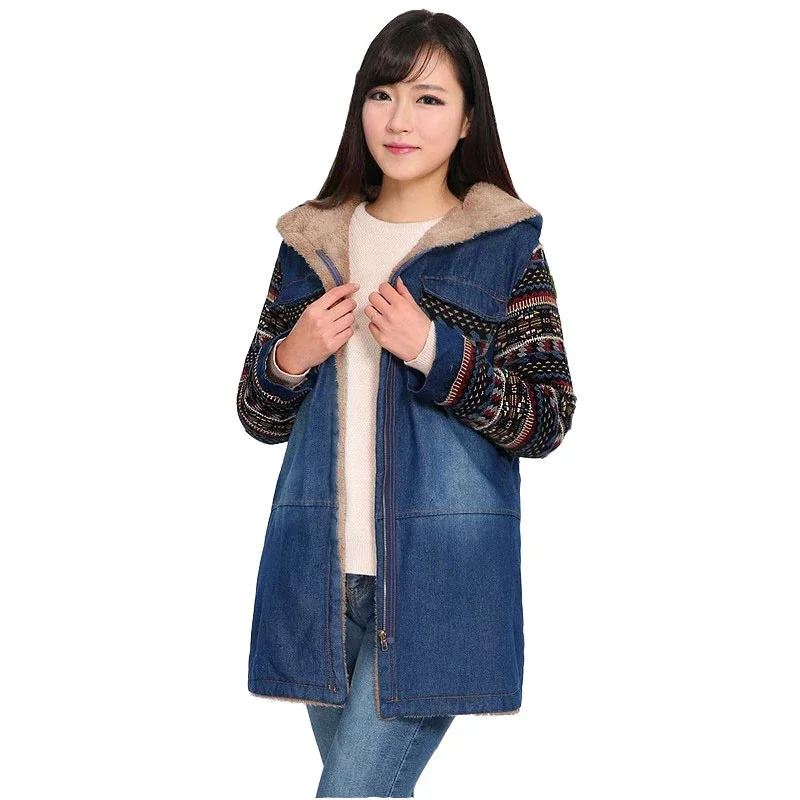 Женская джинсовая куртка из хлопка с капюшоном|hooded coat|cotton jacketdenim cotton |