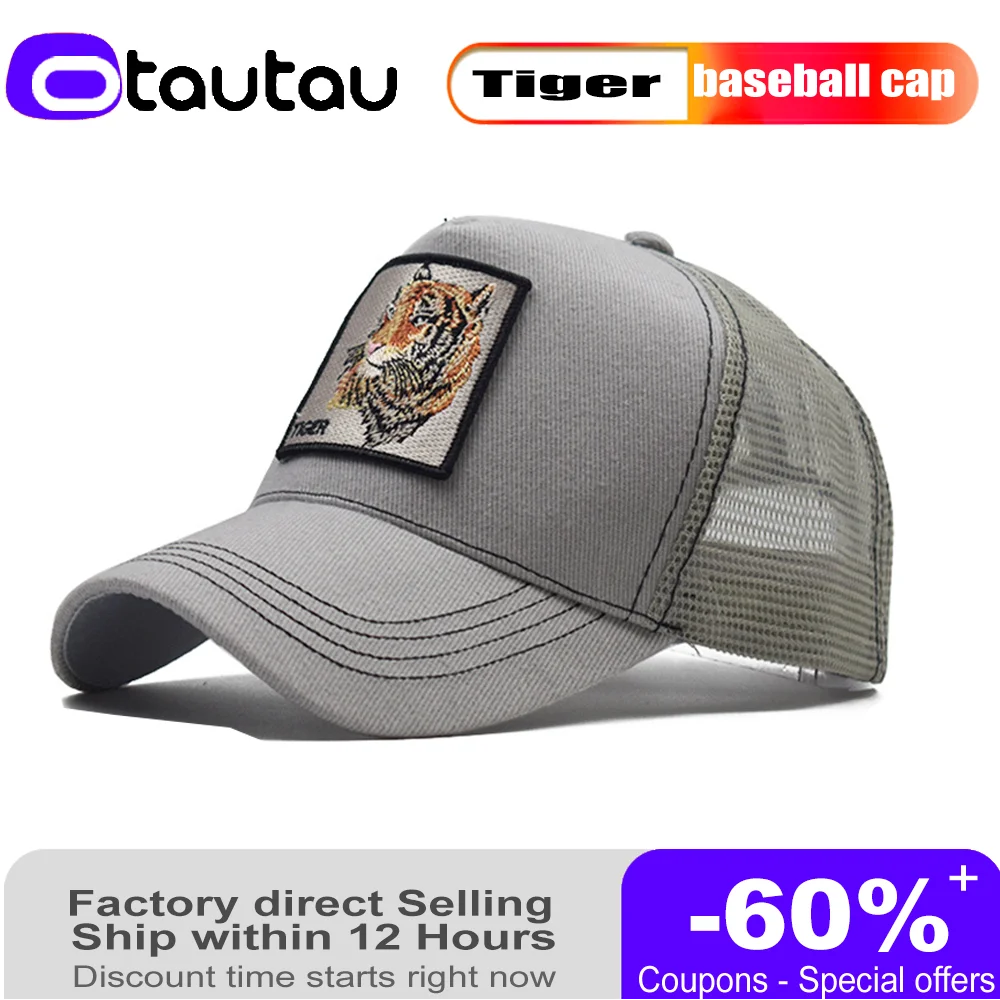

2022 New Tiger Embroidery Mesh Men's and Women's Baseball Cap Hip-hop Cap Gorras De Béisbol Bt21 Caps Hats
