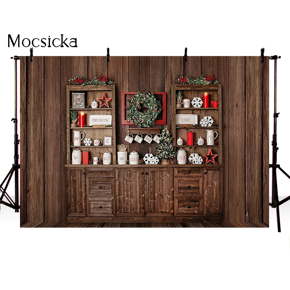 Рождественский кухонный фон для фотосъемки буфет украшения рождественской