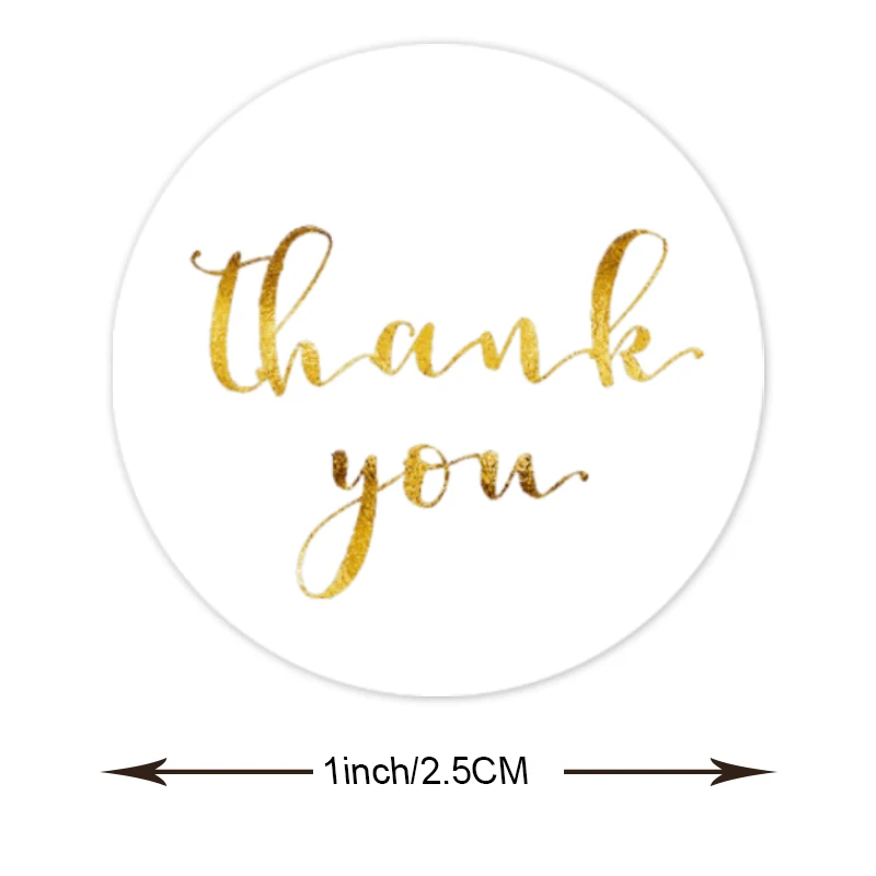 500 шт./рулон благодарим Вас наклейки из фольги белого золота Круглый Скрапбукинг