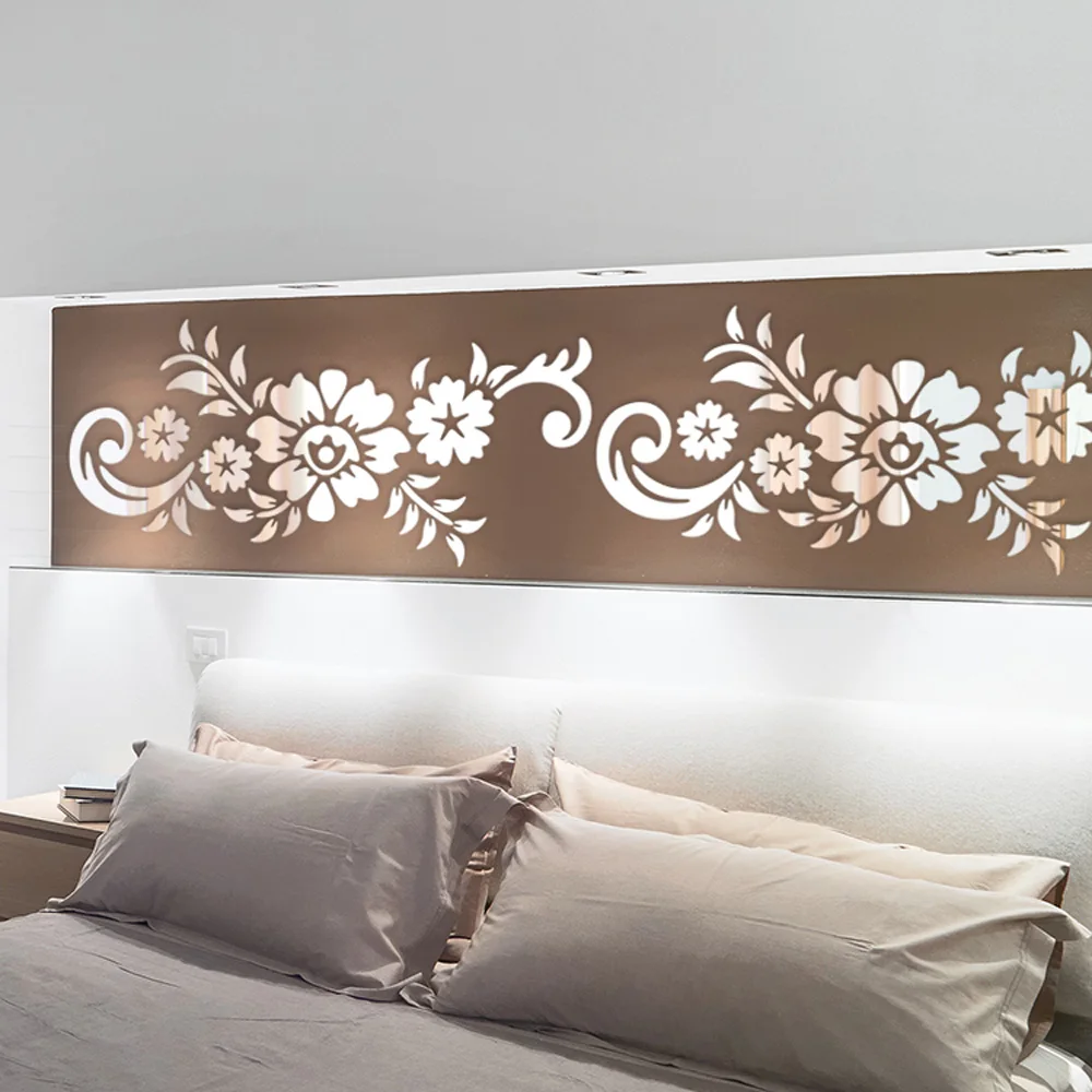 

3D Lace Mirror Wall Stickers DIY Various Sizes Acrylic Mirror Stickers Murals Living Room Bedroom Children's Home Decoration