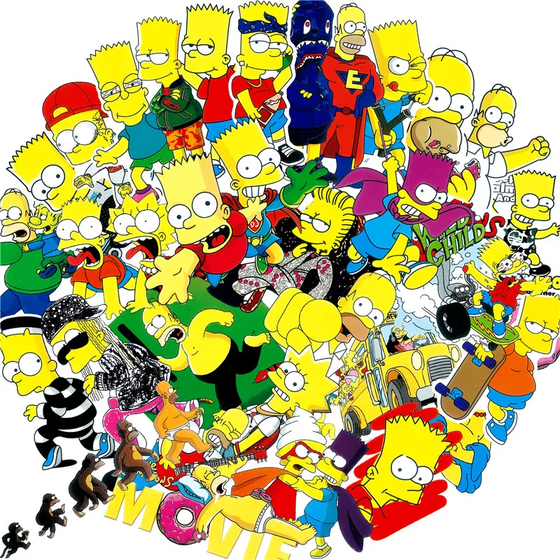 50 шт./лот забавные аниме Мультяшные Симпсоны граффити наклейки для автомобиля