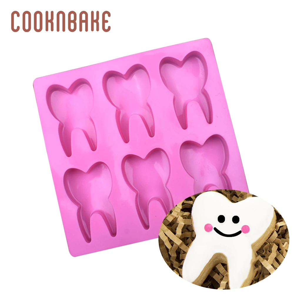 CDL-032 COOKNBAKE зуб силиконовая форма для печенья Кондитерские выпечки 6 отверстий зубы торт декоративная форма 3D Мыло Конфеты Шоколад кубик льда лоток - Цвет: CDL-032