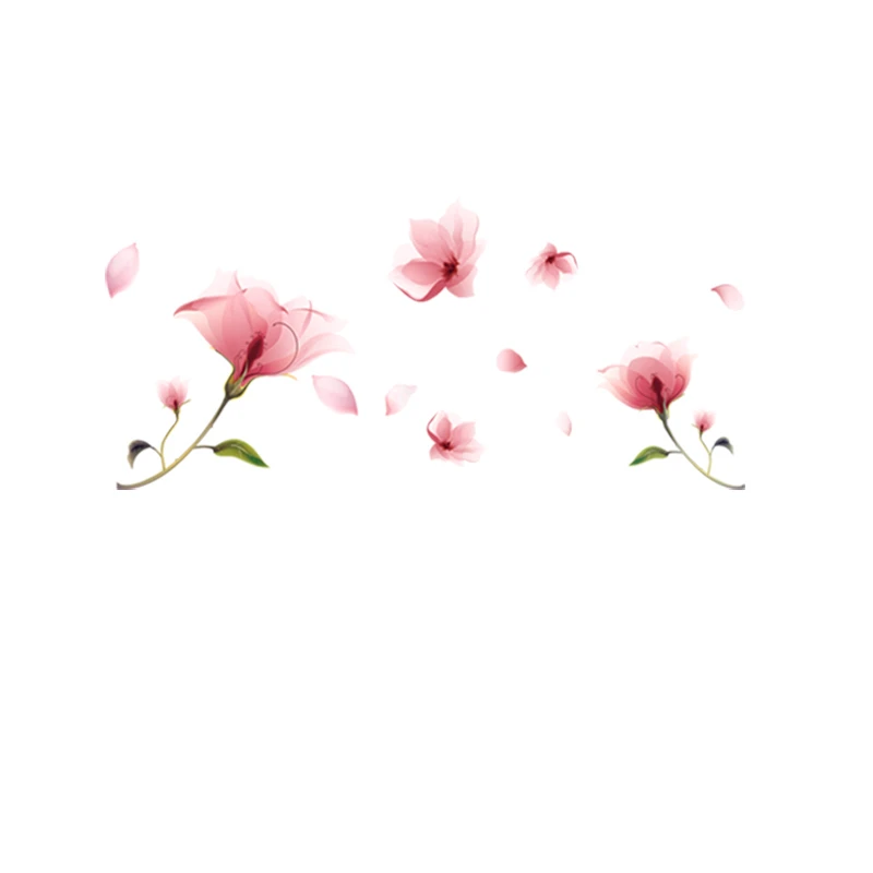 

DIY 3D Pink Flowers Home Decor Wall Sticker Poster Wall Paste For Girls Kids Bedroom Home Plant Wallpaper Decoration Accessories