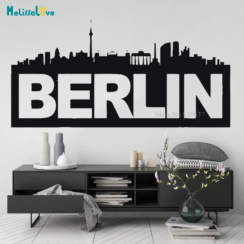 

Berlin Wall Decal Berlin Germany City Skyline Wall Decal Urban Wall Sticker Silhouette Skyline For Office Home Decals BB158