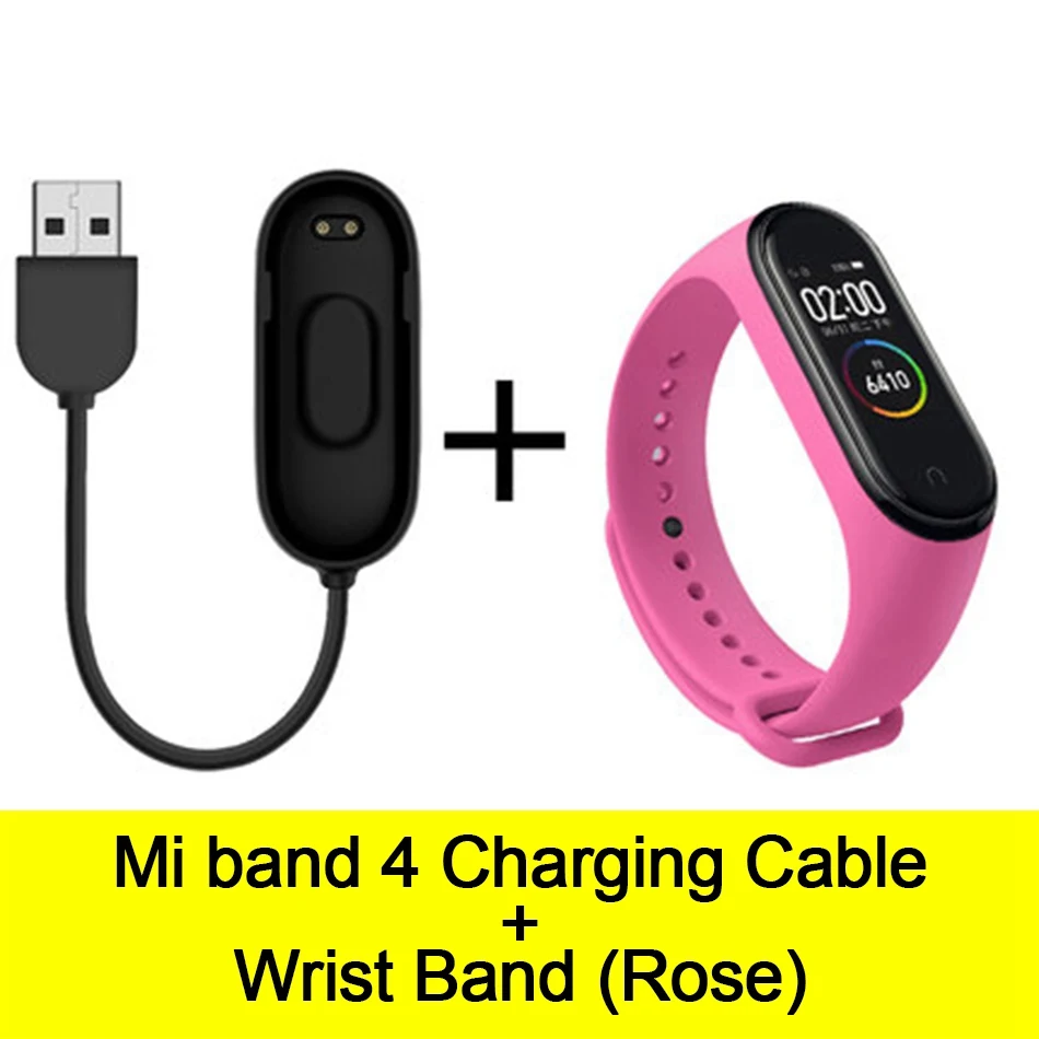 Cable-Rose Usb-кабель для зарядки mi Band 4, шнур для зарядного устройства, Сменный Адаптер для Xiao mi Band 4, NFC, линия для зарядки+ браслеты - Цвет: Cable-Rose